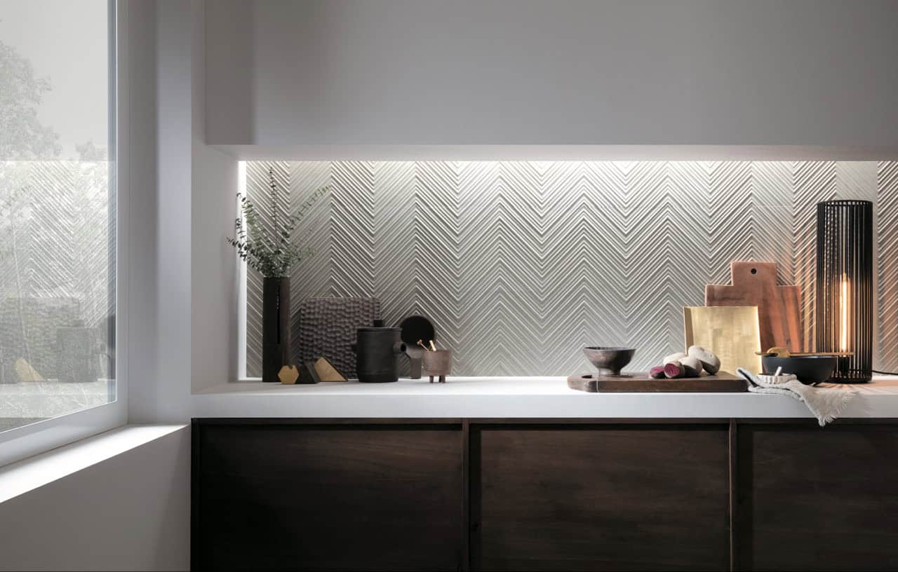 light 3d textured stone ceramic wall tile kitchen splashback
