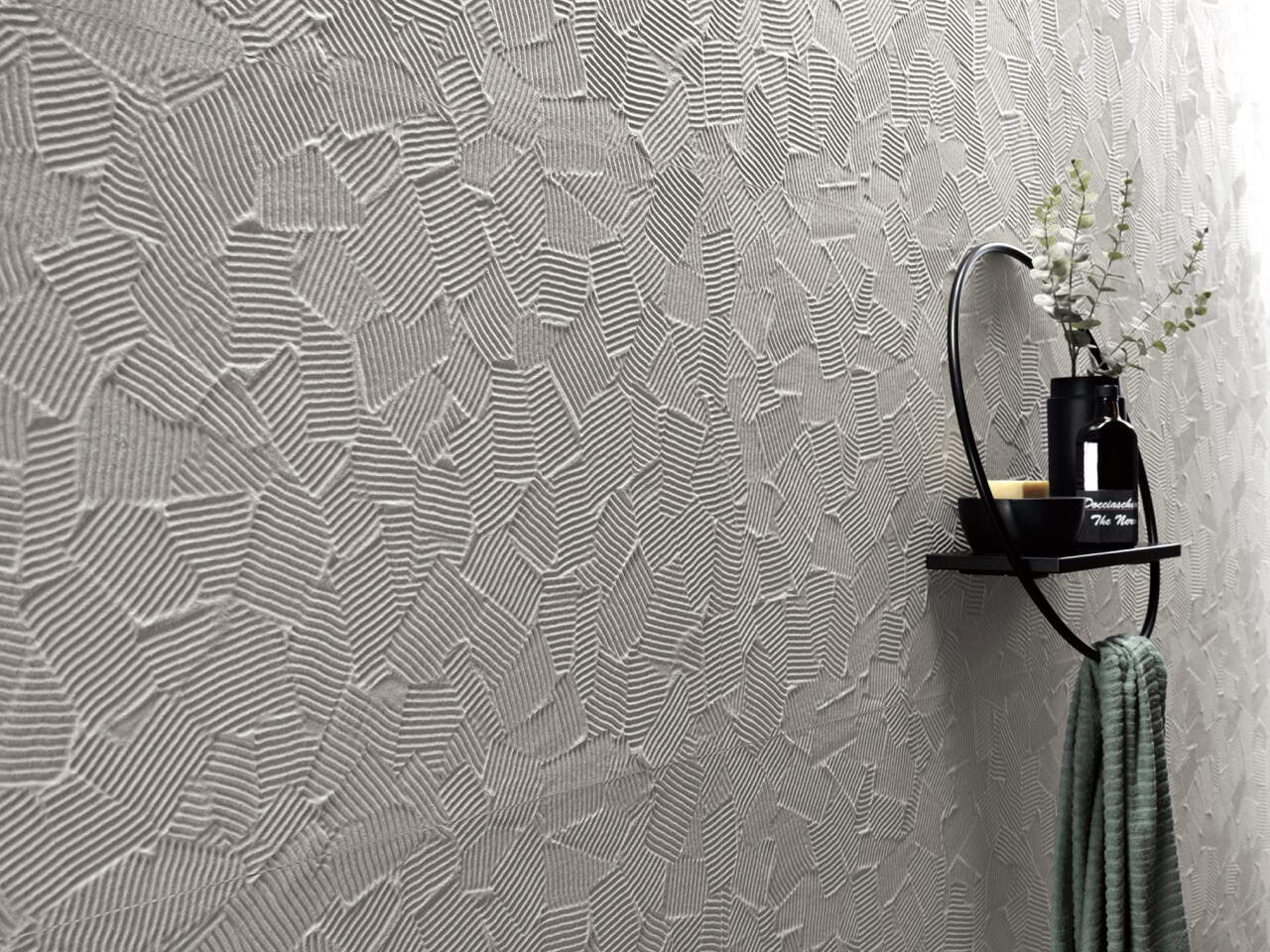 white touch bathroom 3D feature wall tile