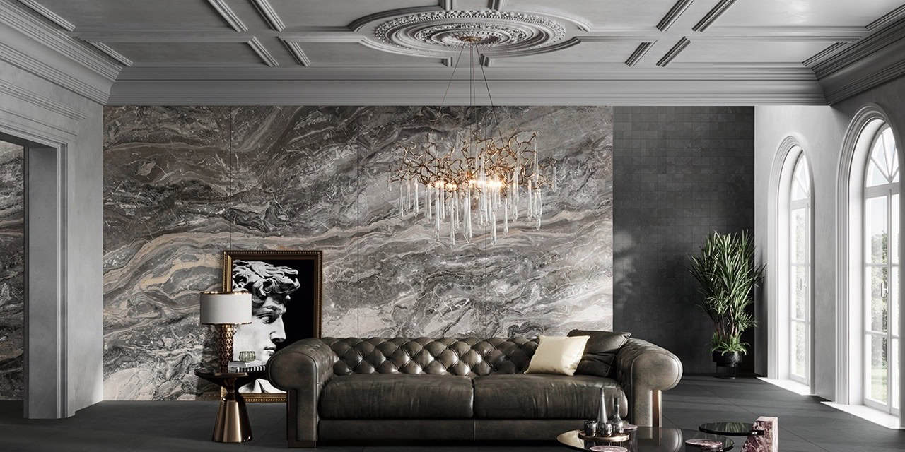 Anima Futura Keen Grey 120x278 Lucidato; Slab2 Dark 80x80 Matt; Slab2 Dark Composizione N 30x30 Matt (Slider)