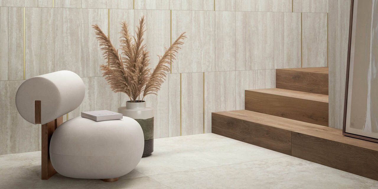 Iconica Navona Contro 120x120 Soft; Iconica Navona Verso 120x278 Matt; Iconica Navona Verso 10x60/20x60/30x60/40x60 Matt; Cocoon Peace 20x120 Matt; Shapes of Italy Stelo Otone 0.5x60 (Slider)