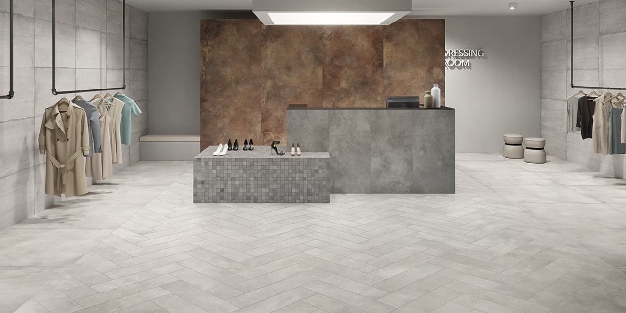 I.MAT Rule 120x120 Matt; I.MAT Rule 20x80 Matt; I.MAT Rule Pattern 60x120 Matt; I.MAT Cube Composizione M 30x30 Matt; I.MAT Cube 60x120 Matt; Alchemy Copper 120x278 Matt (Slider)