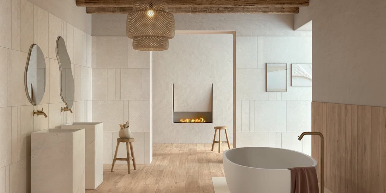 Shapes of Italy Itria 60x120 Matt; Shapes of Italy Itria 10x60/40x60/60x60 Matt; Cocoon Glee 20x120 Matt; Portraits Comblanchien Matt (Slider)