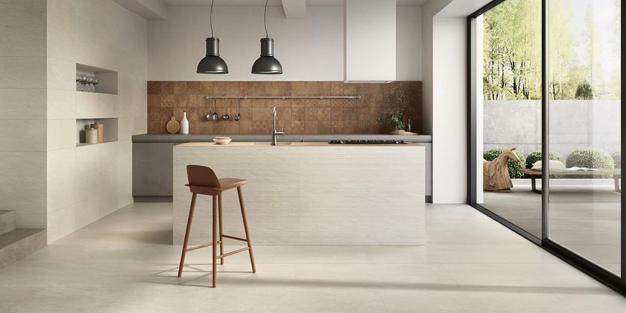 Key_Mood Cotton 60x120 Matt; Key_Mood Cotton 30x60 Matt; Key_Mood Cotton Stripes 60x120 Matt; Key_Mood Smoke 60x120 Grip; Alchemy Copper Deco 20x20 Matt (Slider)